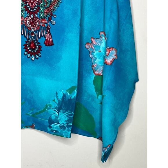 NWT Belle by Kim Gravel Printed V-Neck Lace-Up Poncho SIZE SMALL - Picture 5 of 6